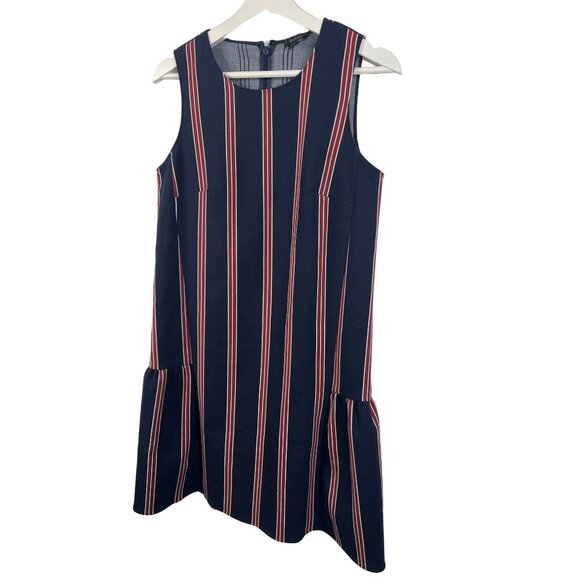Halogen Navy Red Striped Sleeveless Mini Shift Dress Women’s XS Work Casual - Picture 4 of 12